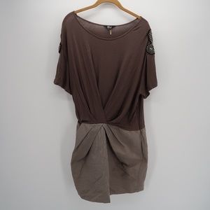 Very J Embellished Shoulder  Ruched Front Dress